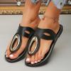 Large size summer new fashion casual metal buckle toe flip-flops shoes women's