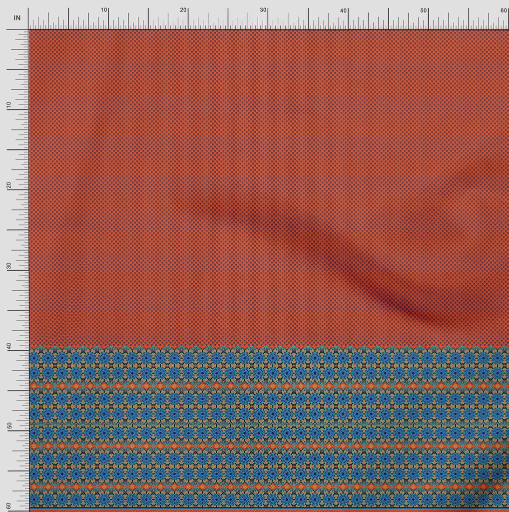 Soimoi Japan Crepe Satin Fabric Mandala & Shield Symbol Panel Printed Craft Fabric by the Metre 42 Inch