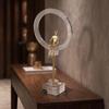 Human Figure Sculpture Abstract with Glass Base Modern Art Statue
