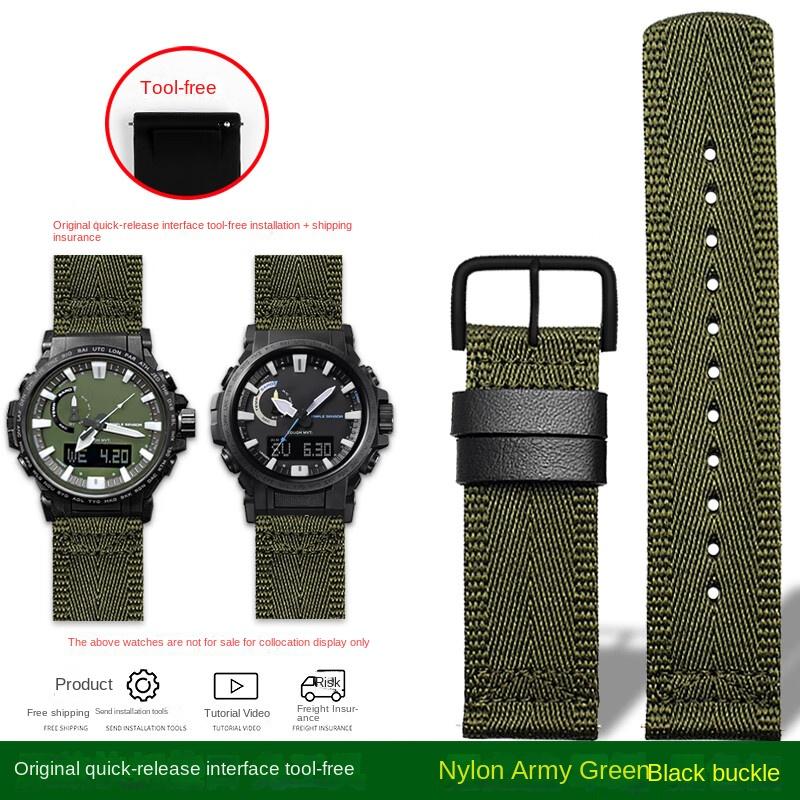 Para la serie Casio PRW-60Y/50Y/70Y/30 Correa Reloj de Montañismo PROTREK PRW-60Y PRW-50Y PRW-70Y Correa de reloj de lona de nylon 23 mm