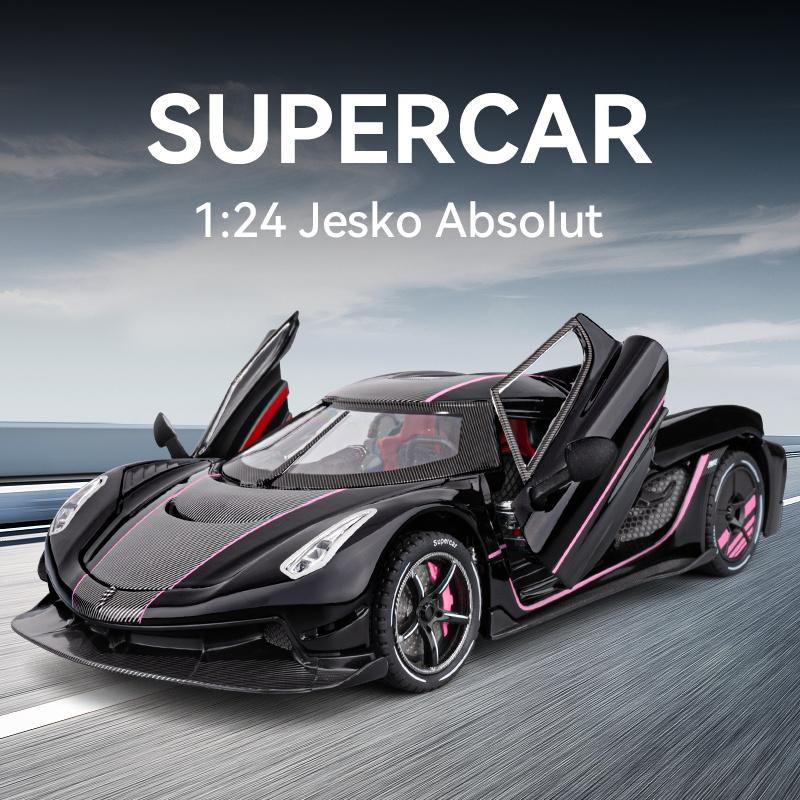 1/24 Koenigsegg JESKO Supercar Model Od Diecast Hračka Auto Simulace Zvuku a Zpětný Tah Dětská Hračka Kolekce Narozeninový Dárek