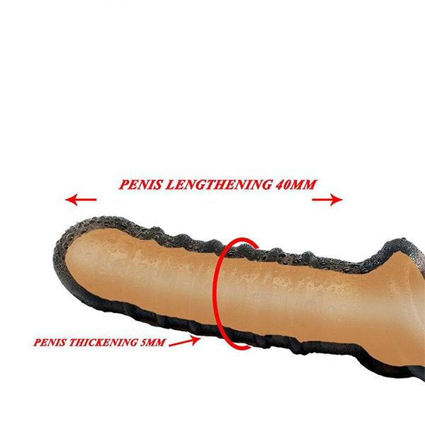 Adult Porn Big Sleeve Dildo Penis Vibration Condom Enlargement Reusable Penis Condom Vibrator Penis Sex Toy Men Couple
