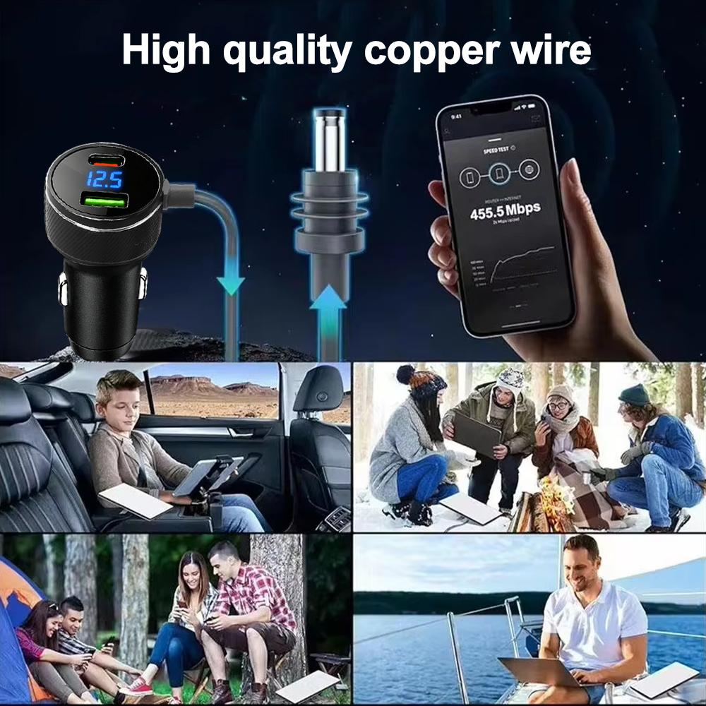 For Starlink Charger USB Type C Lighter Car Charger with Digital Voltmeter Waterproof Extension Car Accessories