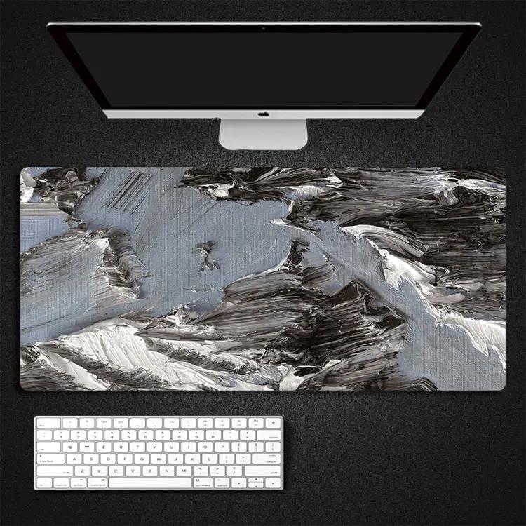 Black Gray Line Cloud Art Desk Mat Gaming Mouse Pad Large Mousepad Gamer Accessories XXL PC Computer Keyboard Extended Pad