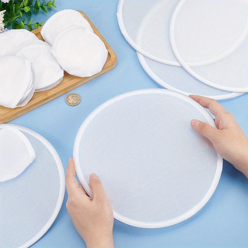 Lot de 30 éventails pliables en nylon blanc avec sac de rangement Fournitures artistiques et artisanales décoratives Disque volant pliable de 9,8 pouces pour usage à la plage