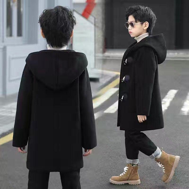 Boys' Woolen Coat 2025: New Autumn/Winter Cotton-Blend Korean Style Trendy Overcoat