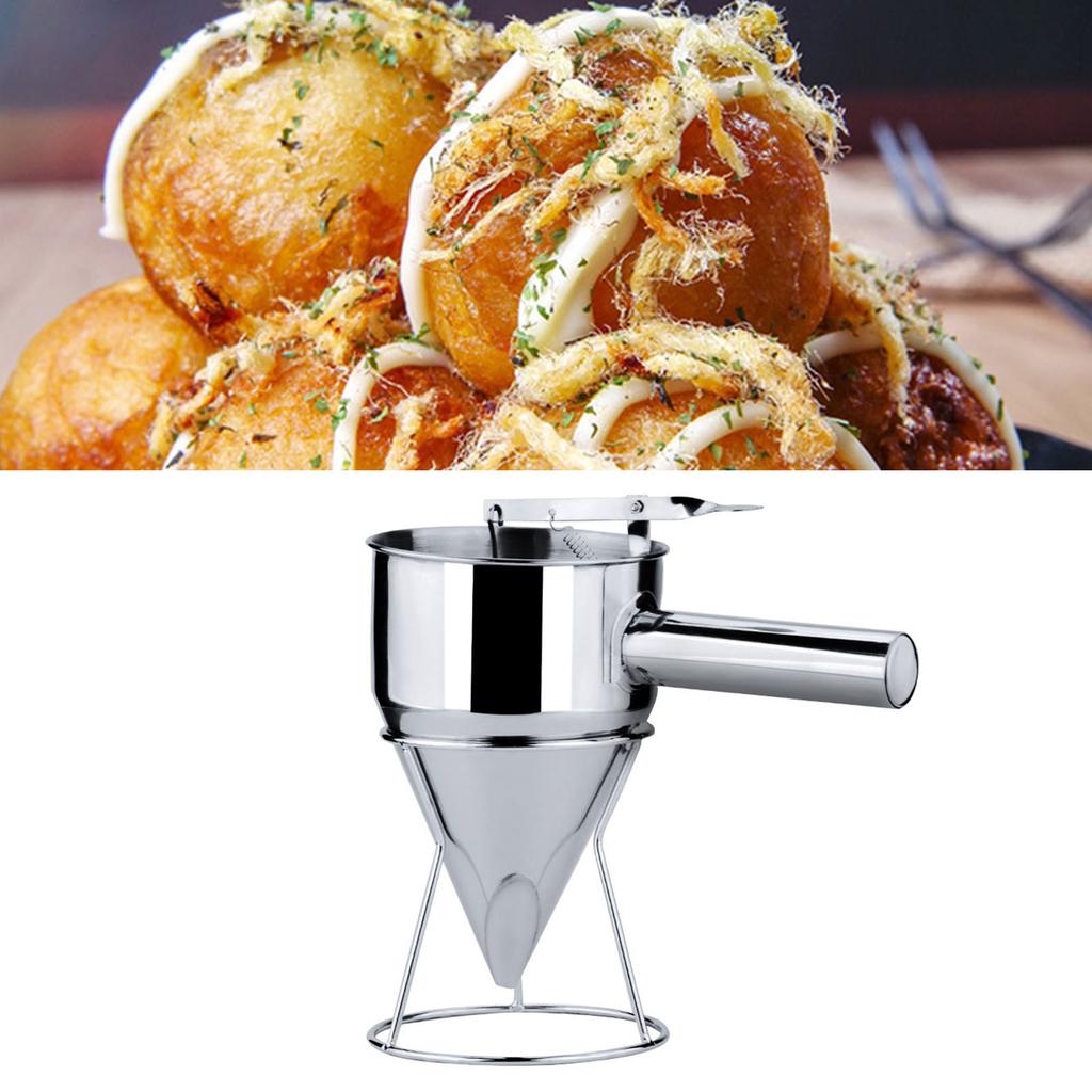 Edelstahl Pfannkuchenteig Spender Trichter Große Kapazität Konischer Trichter mit Gestell
