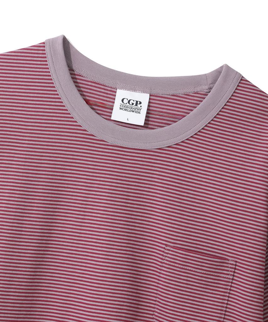 CGP Striped Pocket Short Sleeve T-Shirt - Purple