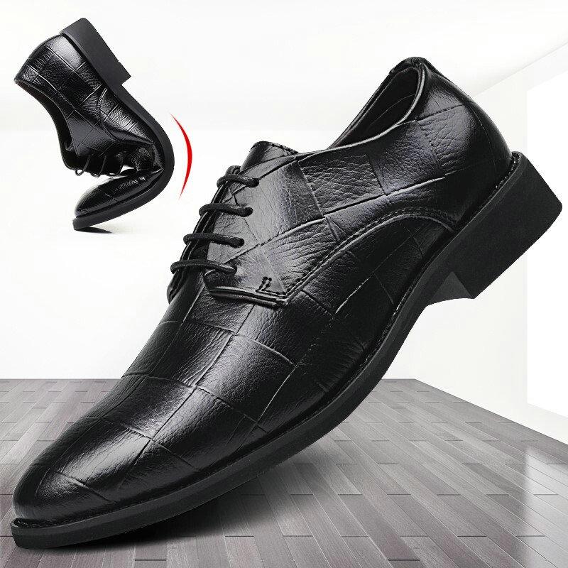Handmade Italian Style Retro Men Leather Dress Formal Business Oxfords Shoes Men's  Party Shoes Big Size