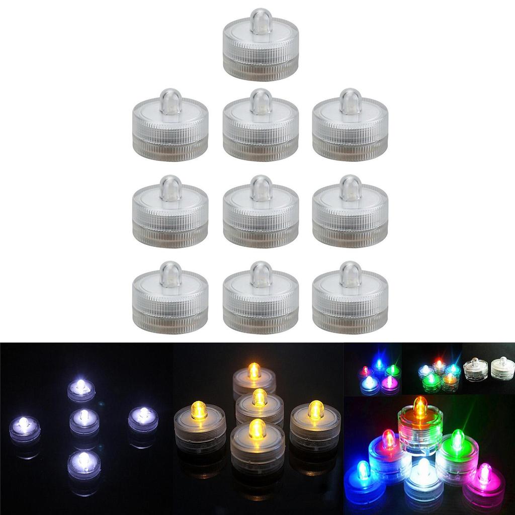 10Pc Submersible Light Flameless Candles Waterproof Wedding Party