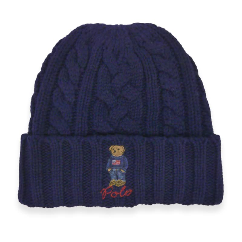 

Polo Ralph Lauren Шапка вязаная с мишкой Polo Вязаная шапка PC1035 Темно-синий Мужская Женская Подарок [Товар]