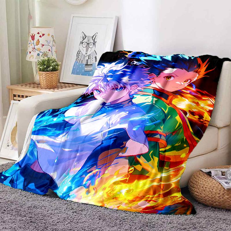 HXH Hunter X Hunter GON FREECSS Killua Zoldyck Cartoon Anime Flannel Blanket,Soft Throw Blanket for Home Bedroom Bed Sofa Gift