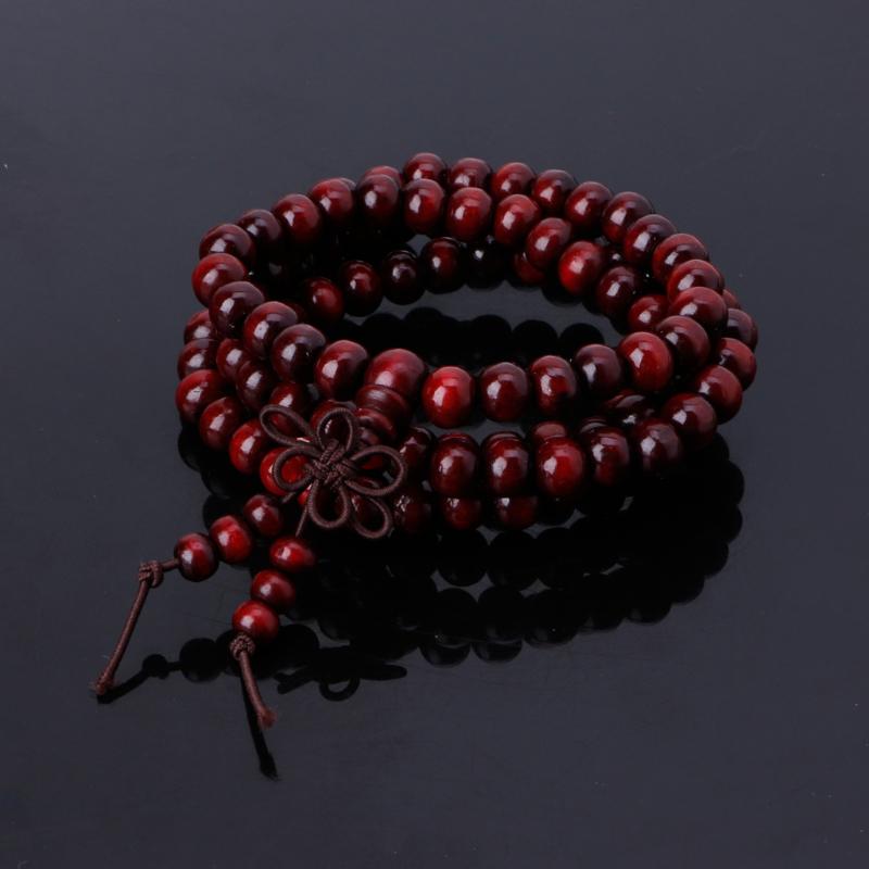 Natural Sandalwood 8mm Beads Bracelets 108 Wood Beads Buddha Prayer Jewelry
