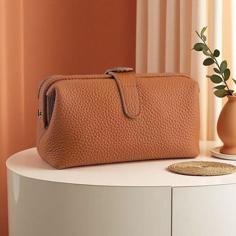 Multifunctional Genuine Leather Makeup & Mobile Clutch – New Style Cowhide Travel Toiletries Bag