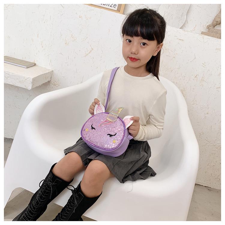 Iridescent Unicorn Cartoon Princess Crossbody Bag for Baby Girls