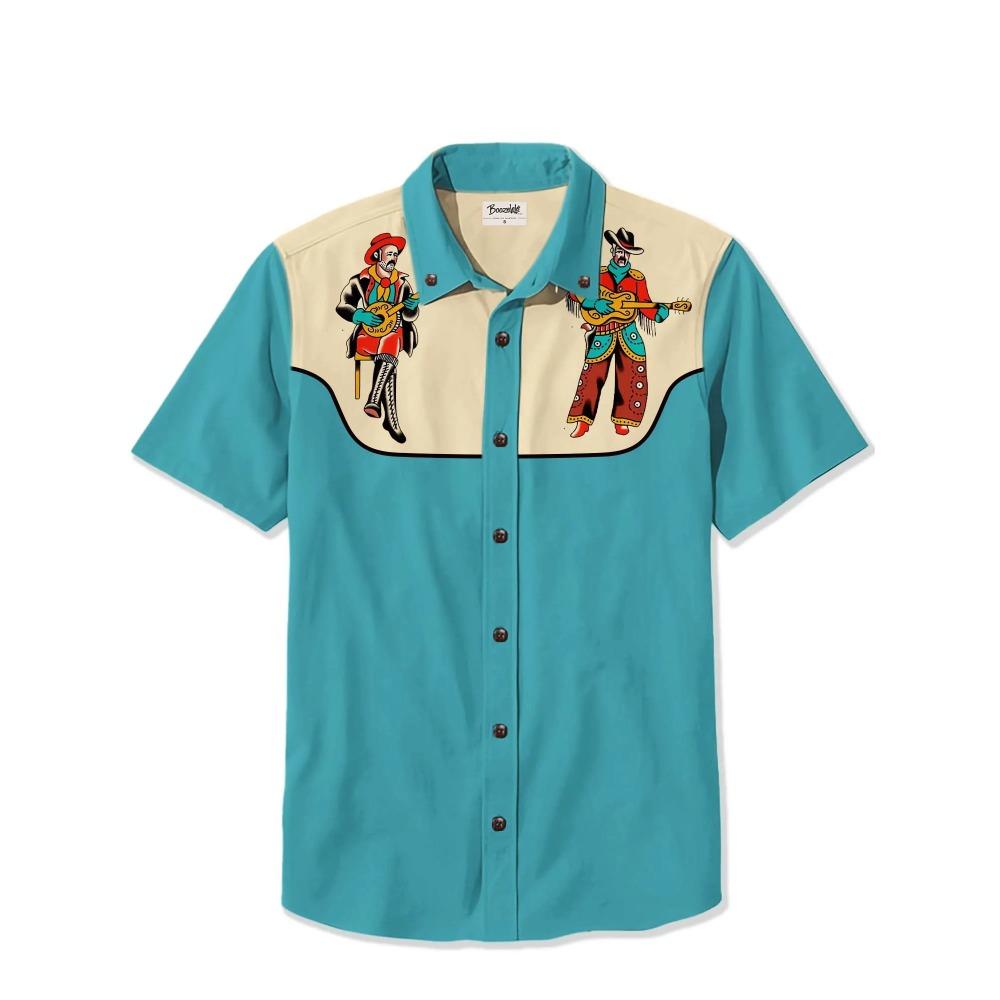 

Men s Western Cowboy Style Short Sleeve Shirt Comfortable Breathable Summer Fashion Women s Shirt Top S