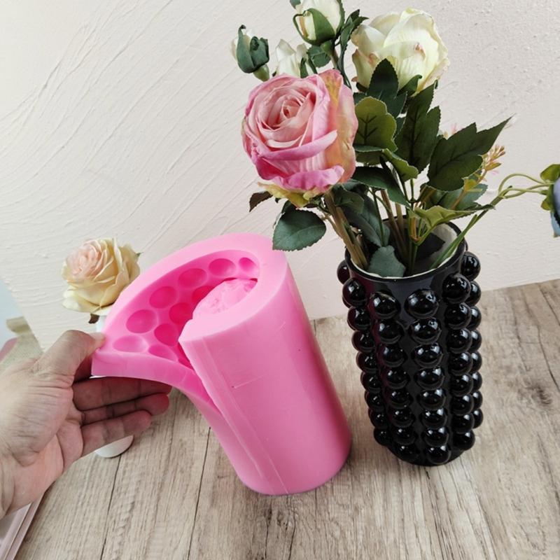 Nonstick Bubble Cylinder Vase Silicone Mold Pen Holder Epoxy Resin Mold Desktop Decoration Mold for DIY Craft Ornament