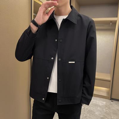 Frühling und Herbst Neue Mode Lässige Reversjacke Einfarbig Locker Jugendlicher Workwear-Mantel