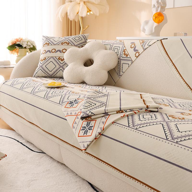 Coussin de canapé en velours diamant quatre saisons coussin en cuir antidérapant général housse de canapé en peluche d'hiver housse de serviette en tissu