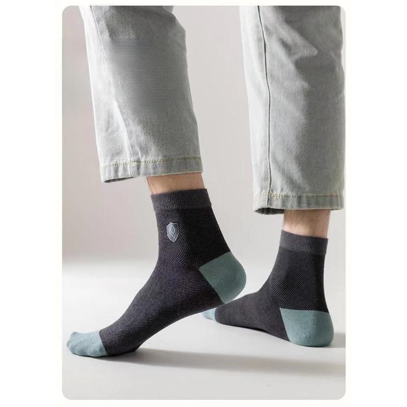 

Мужские весенне-осенние повседневные деловые носки из хлопка для высоких, дышащие, простые, дезодорирующие 1 pair темно-серого