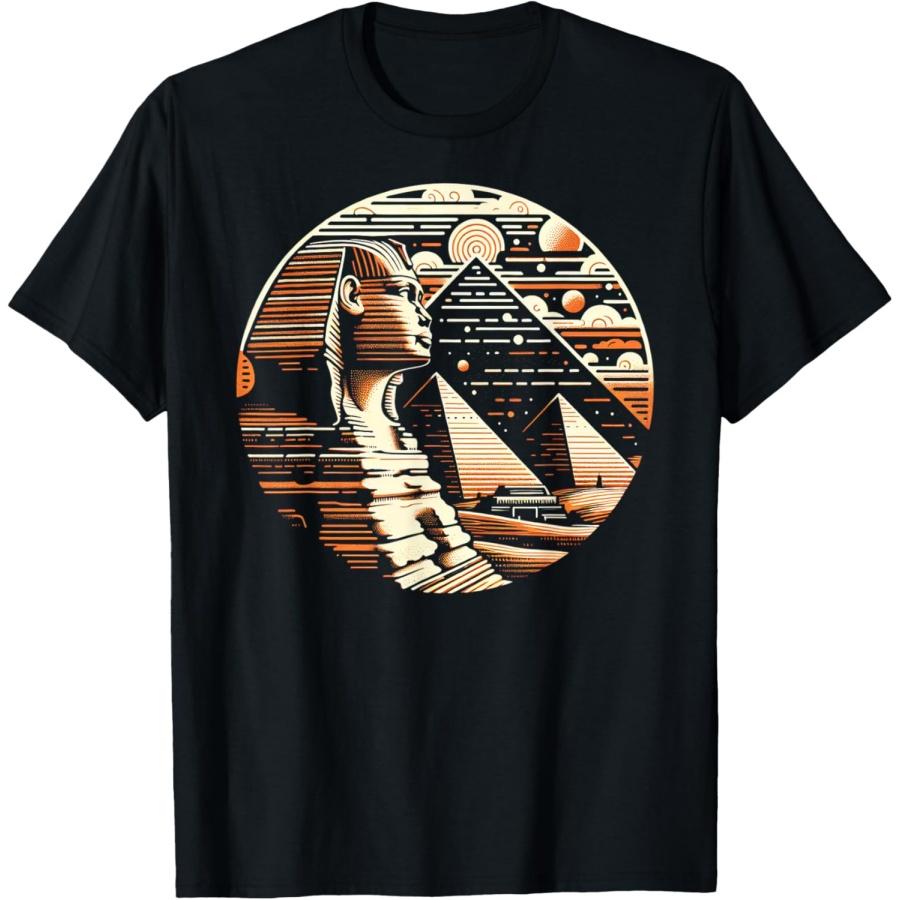 Majestic Sphinx and Pyramids Artwork T-Shirt XXXXXL чёрный