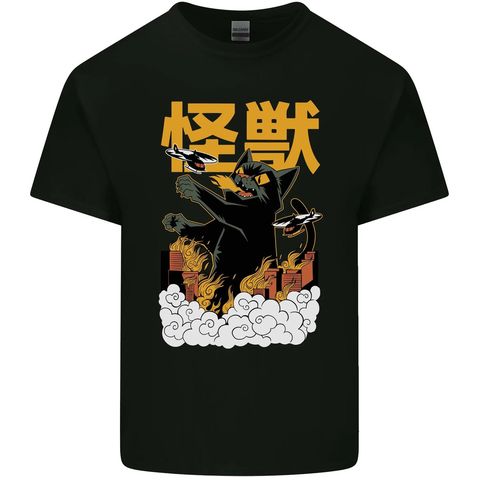 Catzilla Funny Cat Monster Parody Kids T-Shirt Childrens S
