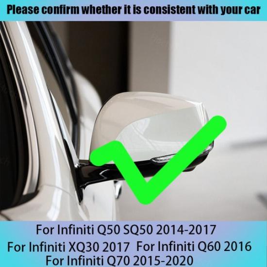 Mirror Cover Caps For Infiniti Q50 Q60 Q70 14-21 2020 M3 Style Side Gloss Black