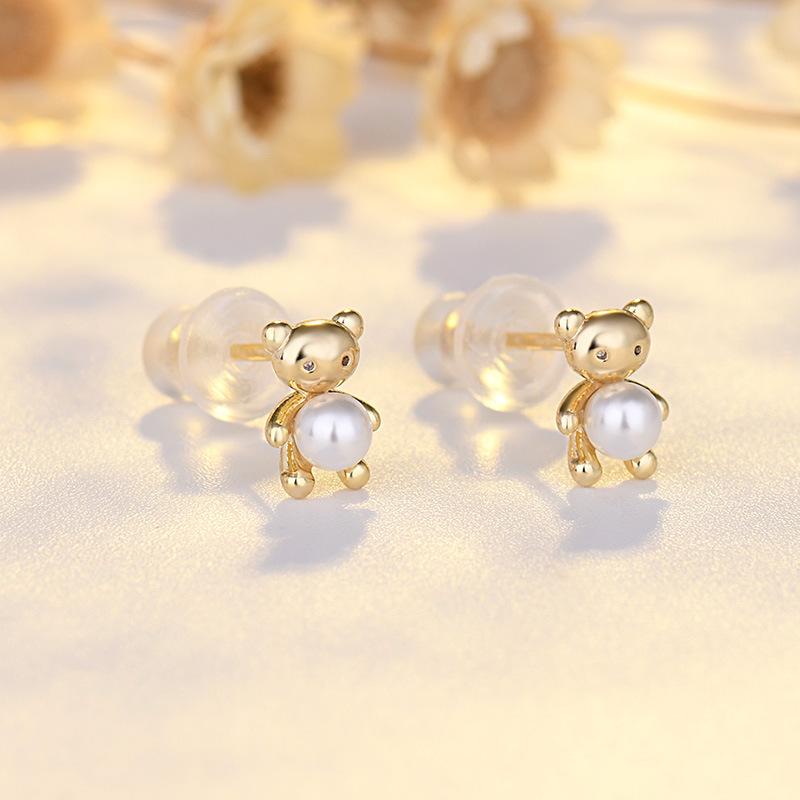 

Чувственный дизайн Серьги-медведи Простые темпераментные полые серьги с жемчугом Трендовые универсальные серьги-подвески