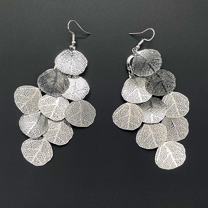 

New Fresh Fashion Stackable Leaf Earrings For Women Hollow Geometric Drop Dangle Long Earings Gold Copper Black Green Blue Color медный