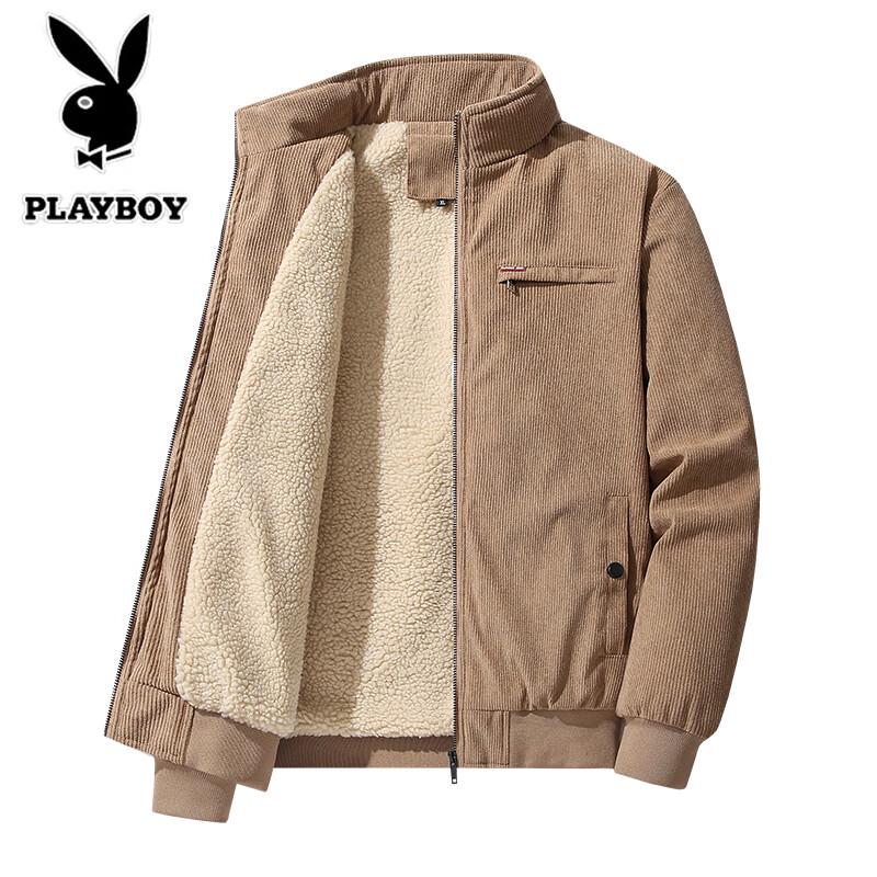 PLAYBOY Men's Fleece-Lined Corduroy Casual Jacket