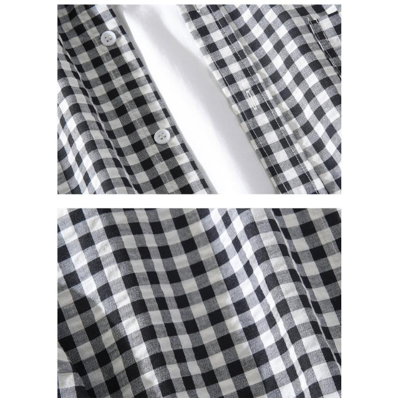 Mens Plaid Loose Long Sleeve Casual Thin Shirt Outerwear