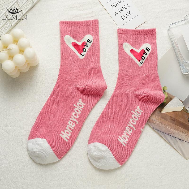 

Women s Pink Heart-shaped Socks Autumn and Winter Cute Trendy Sports Socks for Girls One size