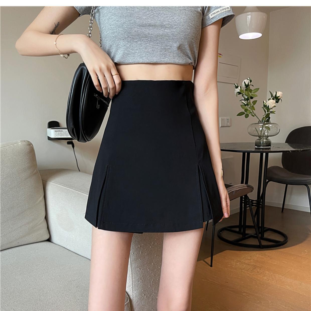 

Summer 2024 Spicy Girl Hot-Selling High-Waisted A-Line Midi Skirt L чёрный