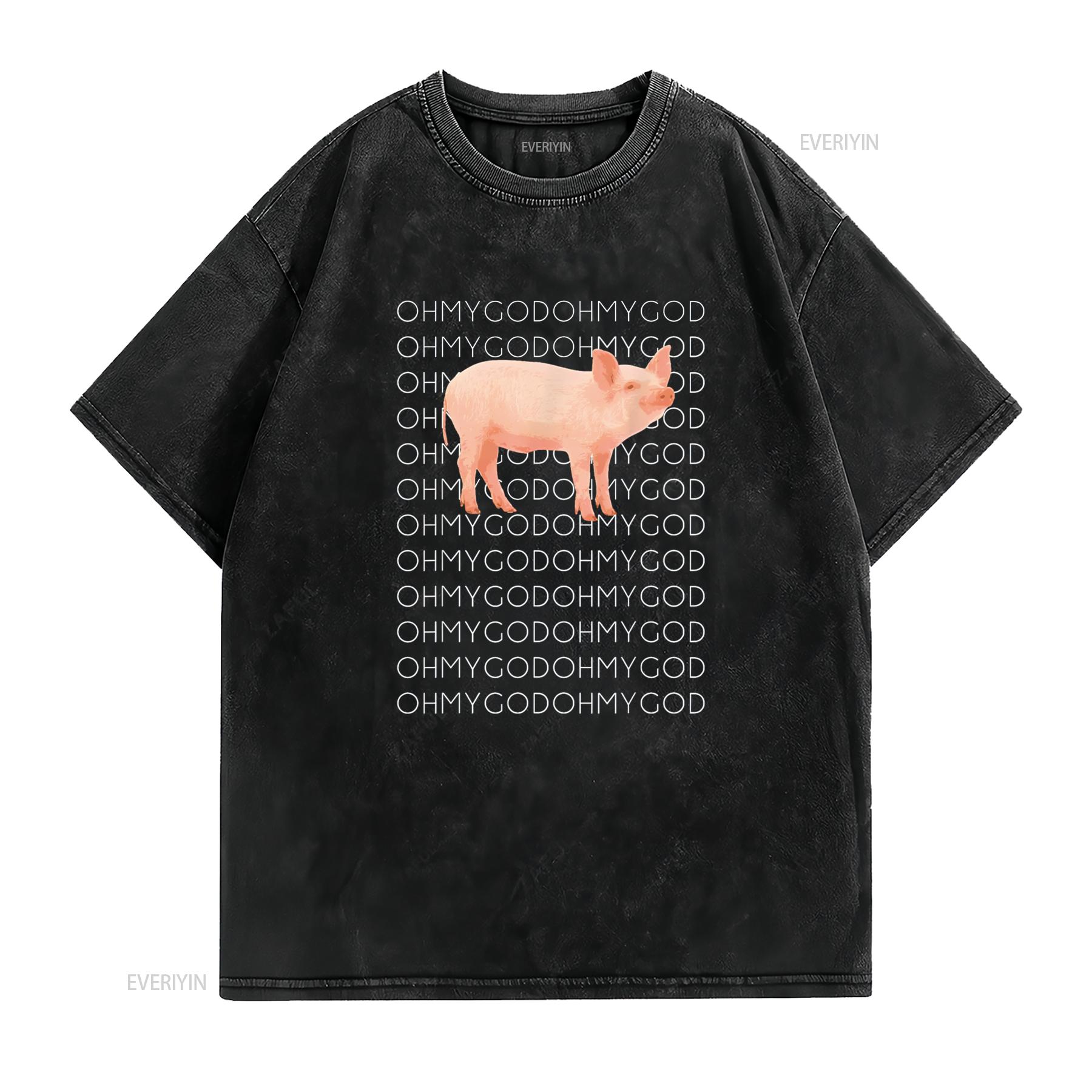 

Shane Dawson Oh My God Pig T Shirt vintage Washed fashion Unisex graphic Top For Everyday Wear Slightly Soft designer clothes XL