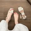 New French butterfly super fairy thick heel sandals women's summer 2025 new square head open toe with skirt sandals