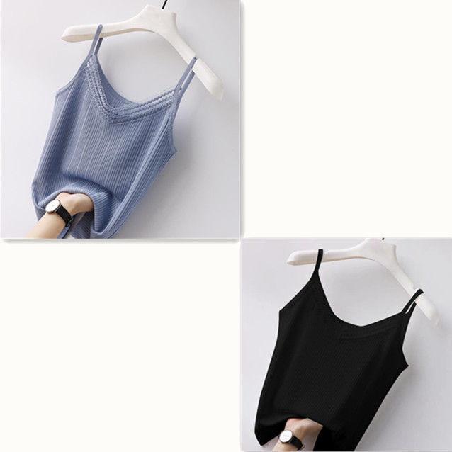 Lace Strap Loose Tank Top Women Summer Knit Plus Size Inner Wear