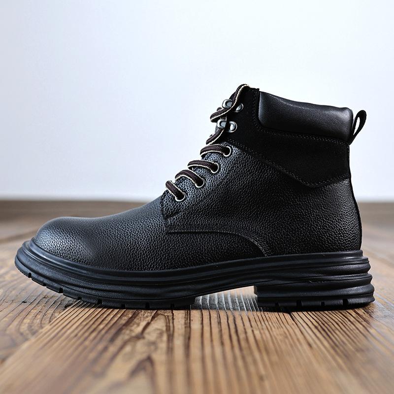 

New Martin boots men s autumn and winter shoes men s new platform boots middle-aged and elderly high-top casual leather shoes leather boots 38 чёрный