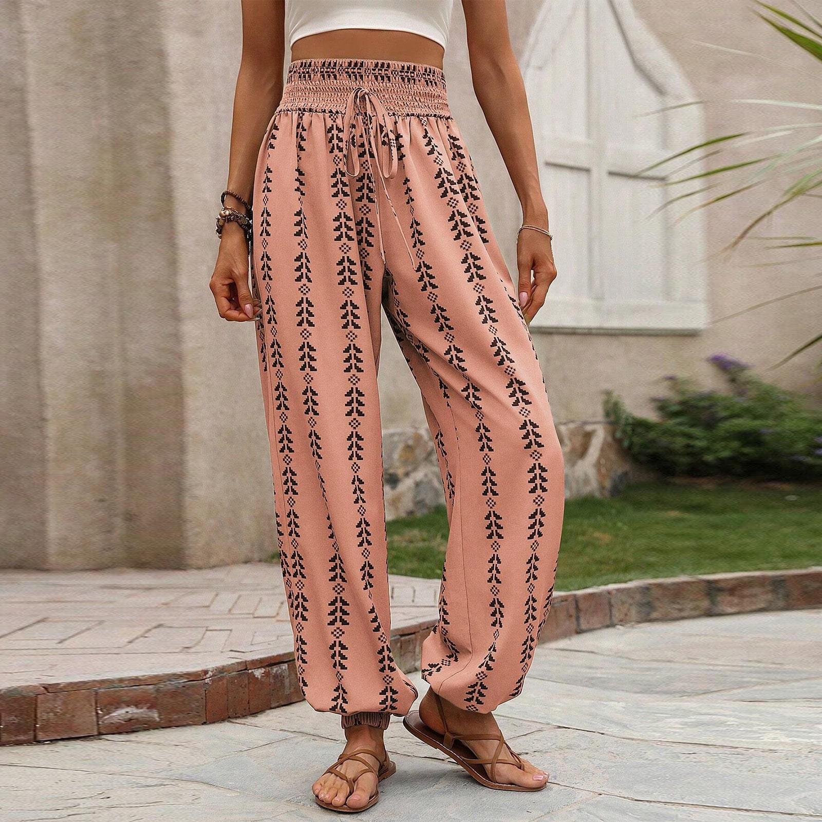 

Женские удобные повседневные модные широкие брюки в сетку XL розовый