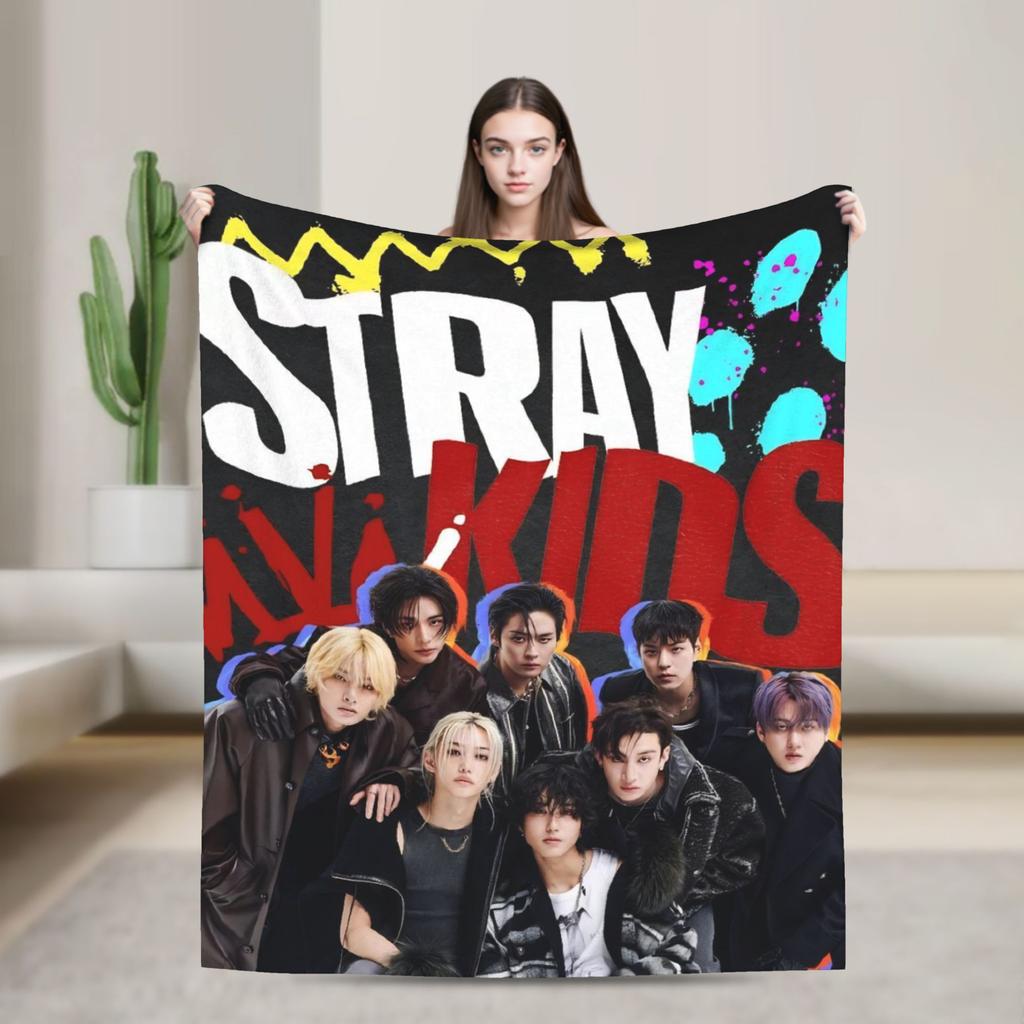 Blankets Travel Office Flannel Throw Blanket Kpop Stray-kids S-skzoo FELIX For Living Room Warm Design Quality Bedspread