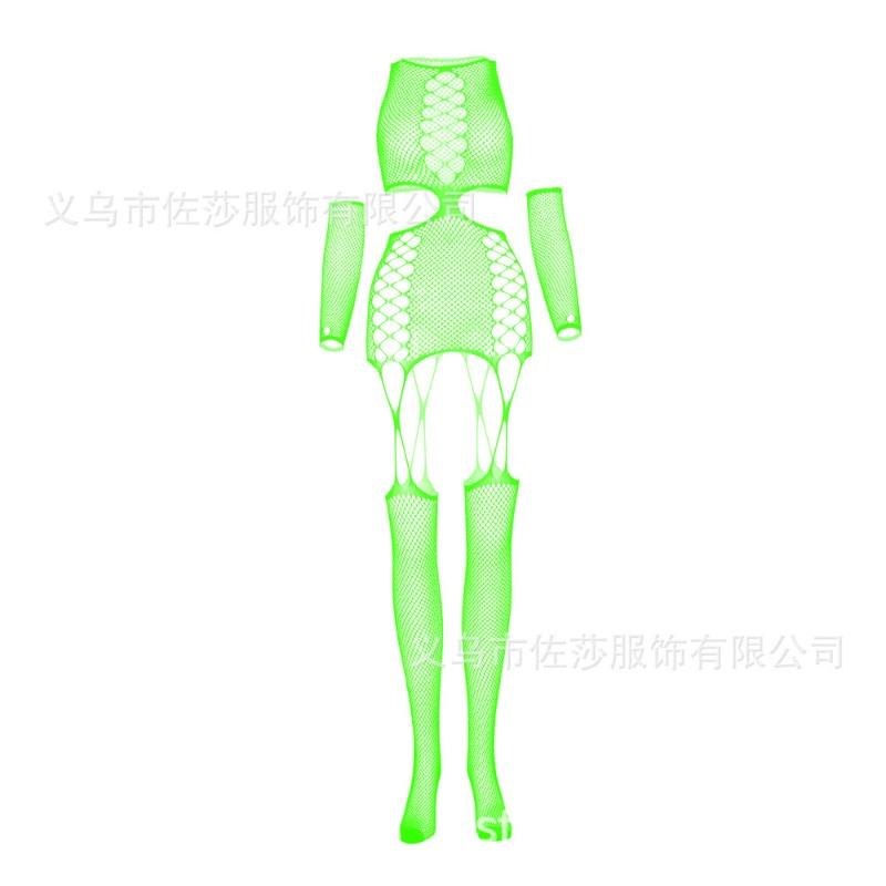 Sex underwear fishnet onesie sexy hollow long-sleeved plaid mesh
