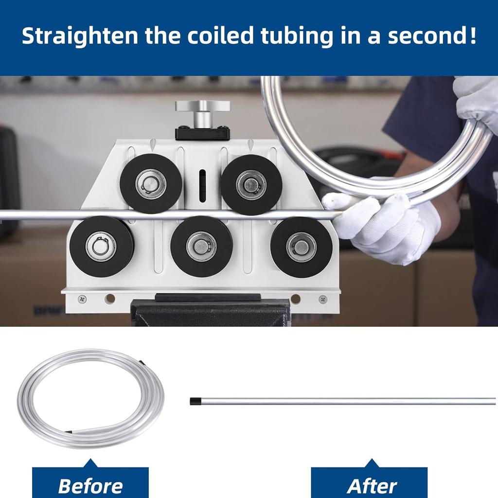 Adjustable Brake Fuel Line Tubing Straightener For 3/16" To 1/2" Diameter Bent Copper, Stainless Steel or Aluminum Tubing