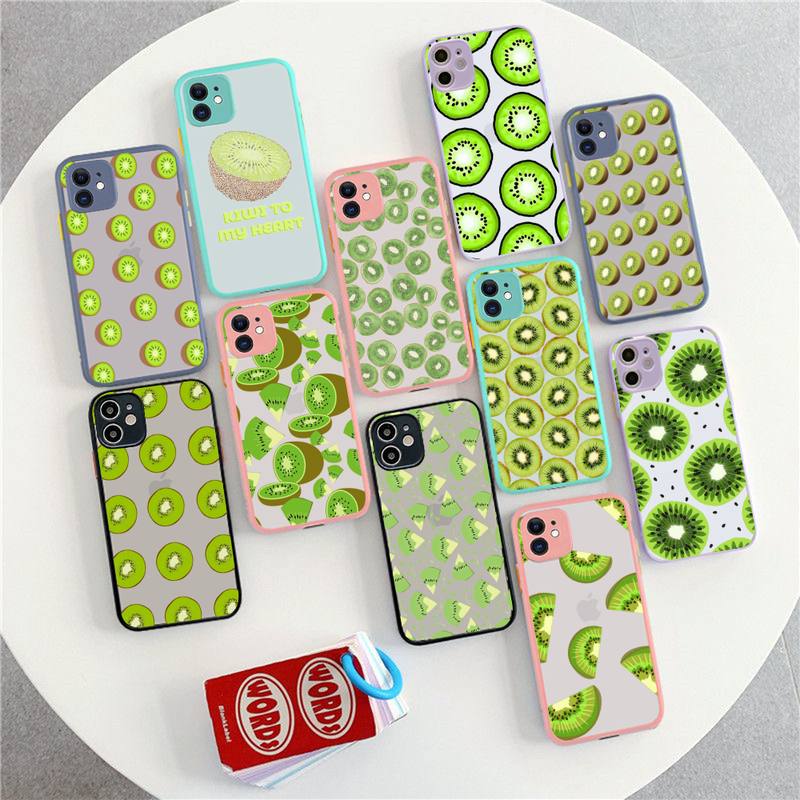 Fruit Kiwi Phone Case for iPhone 14 11 12 13 Mini Pro Max 8 7 Plus X XR XS MAX Translucent Matte Cover