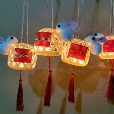 Mini Rabbit DIY Bamboo-Style Lantern Kit for Kids: Luminous New Year Craft