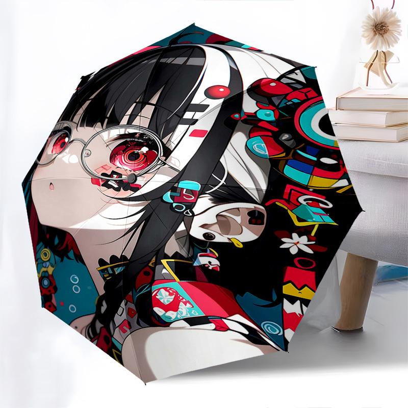 

1pc Automatic Opening/Closing Umbrella with Colorful Mask Design, Portable Folding Design, 8-Bone Iron Frame, Outdoor, Ideal Gift for Fans, Travelers,