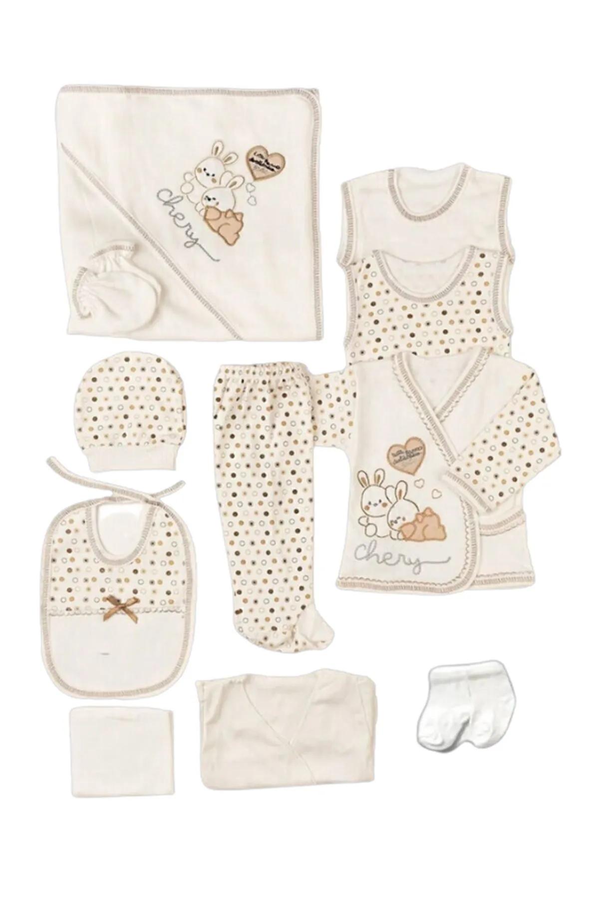 

Коричневый комплект боди для новорожденных с вышивкой кролика в больнице из 11 предметов (0-3) месяцев, комплект для выписки новорожденного, детская одежда, детский комбинезон