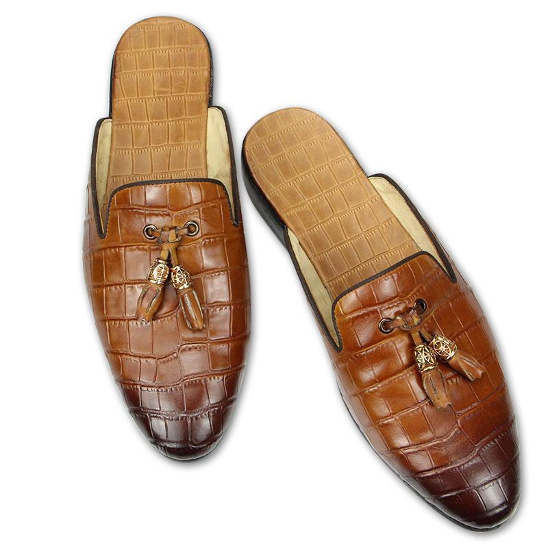 Fashion Leather Men Slippers Sandals Shoes Casual Fashion Classic Hand-carved Tassel Genuine Cowhide Office Daily Wears For Mens Hotsell