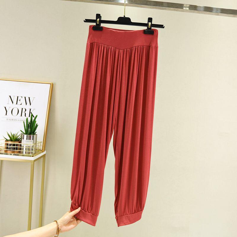 

Модальные спортивные брюки с высокой посадкой для женщин, верхняя одежда, летние тонкие укороченные свободные утягивающие и универсальные брюки-шаровары Brick Red M (recommended 40.00 kg-50.00 kg