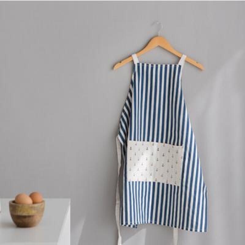 Modern Striped Basic Apron Blue