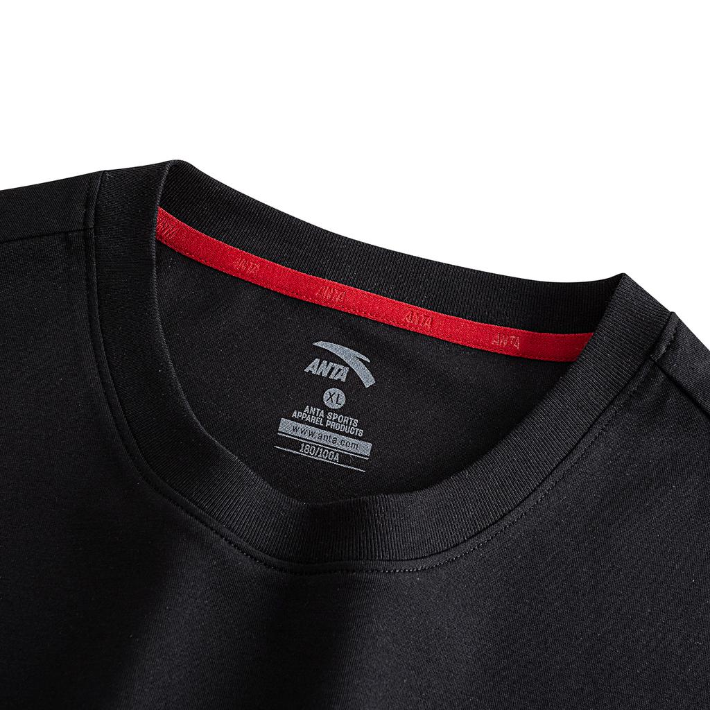 Anta Training Series Short Sleeve Knitted Shirt Summer T-Shirt Men Tops Basic-Black 952627113-4