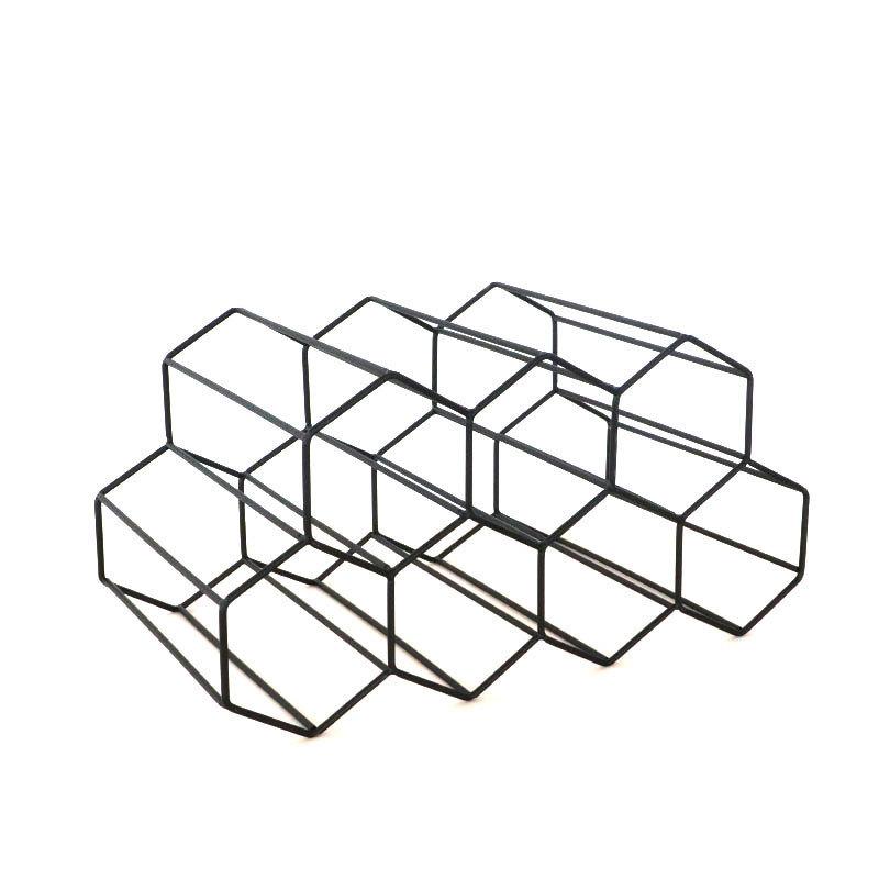 Nordic Black Iron Twotier Wine Holder With Seven Slots For Home Bar Organization